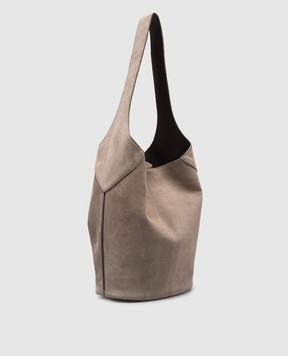Brunello Cucinelli Beige suede tote bag with monil chain MBSUD2751P