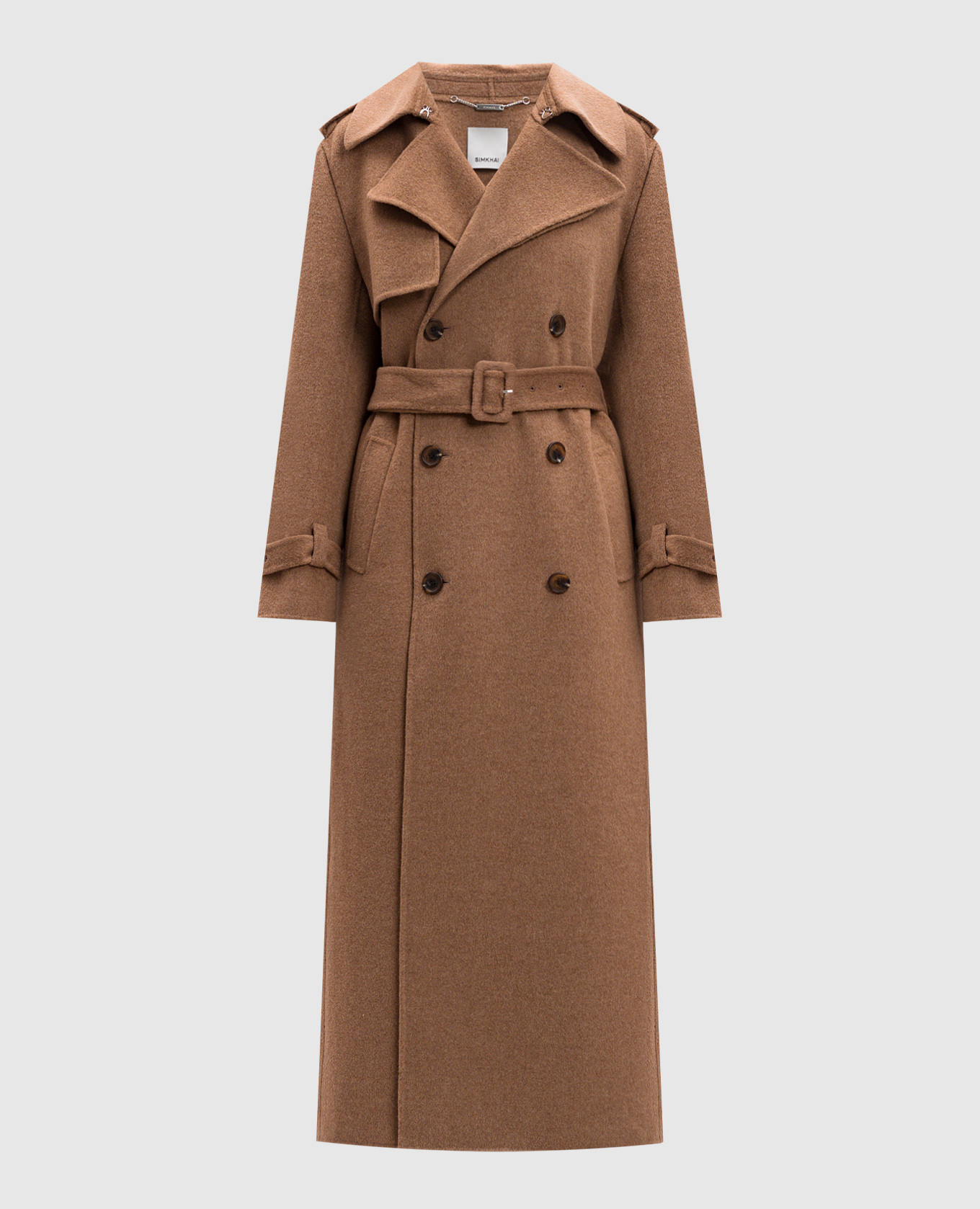 

Rumi brown double-breasted coat Simkhai
