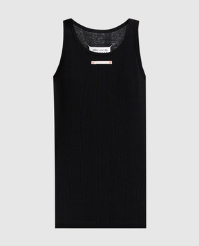 Maison Margiela Black ribbed top with brand patch S50NL0049M20060