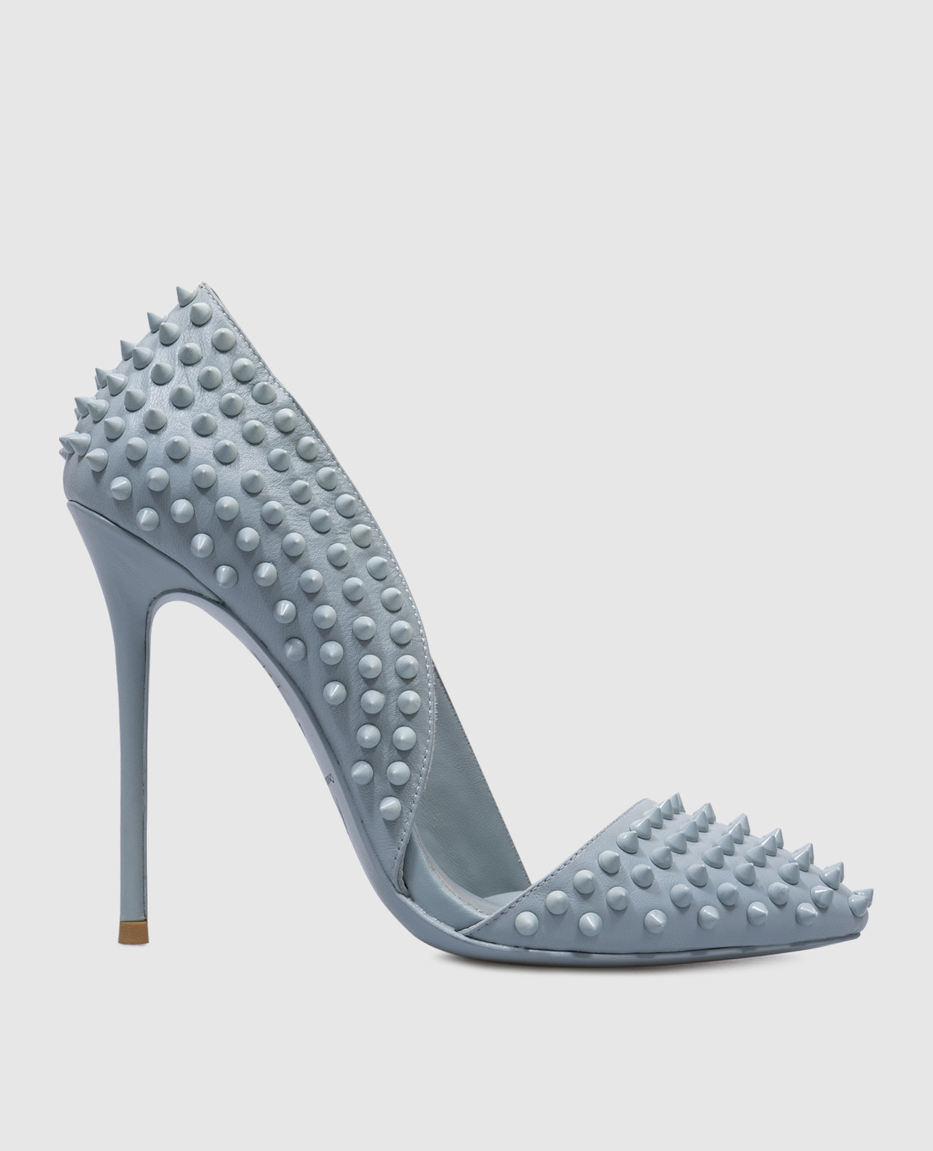 Blue leather shoes with spikes kandee