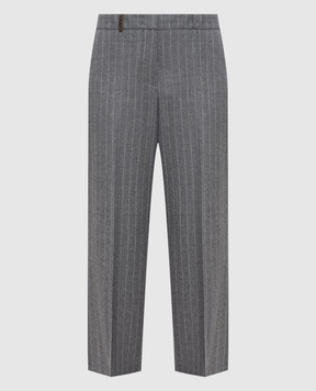Peserico Gray striped wool pants P0433503362