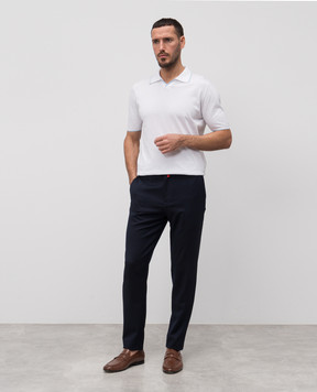 Kiton Blue wool pants with logo patch UPLACK0630F