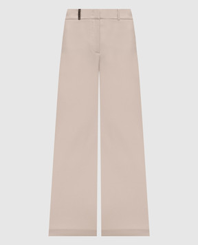 Peserico Beige wool pants with brand patch E0485005815