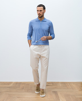 Stefano Ricci Blue cashmere polo shirt W505020P30W25102