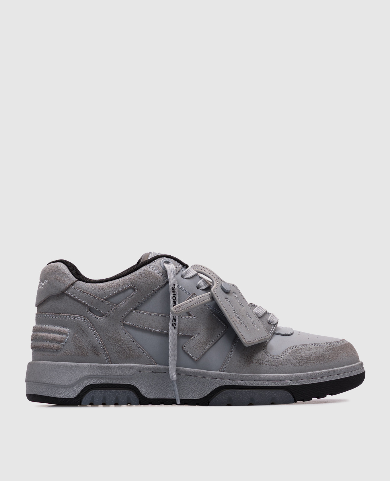 Out of Office grey leather sneakers with vintage effect Off-White