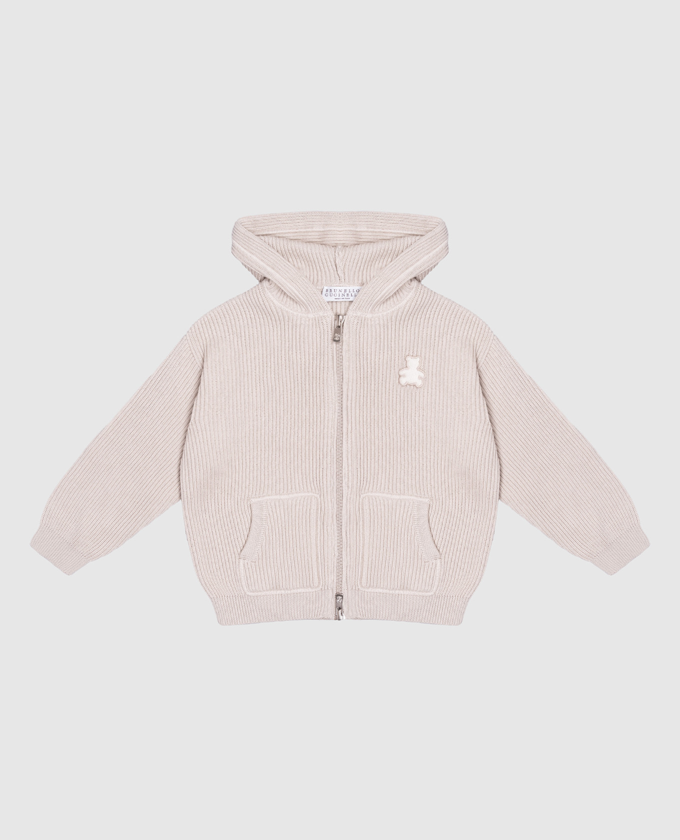 Children's beige sports jacket with bernie patch brunello cucinelli