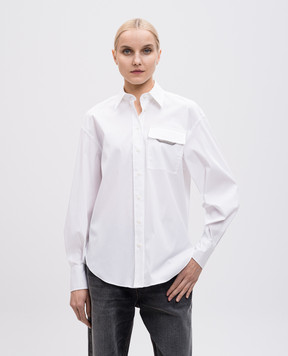 Brunello Cucinelli White shirt with a monil chain MP091MY516