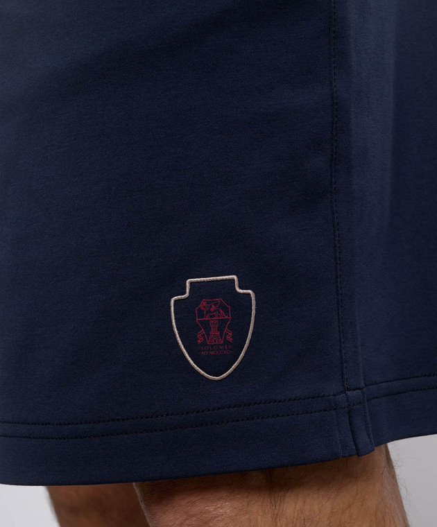 Brunello Cucinelli - Blue shorts with logo emblem ML8243390T