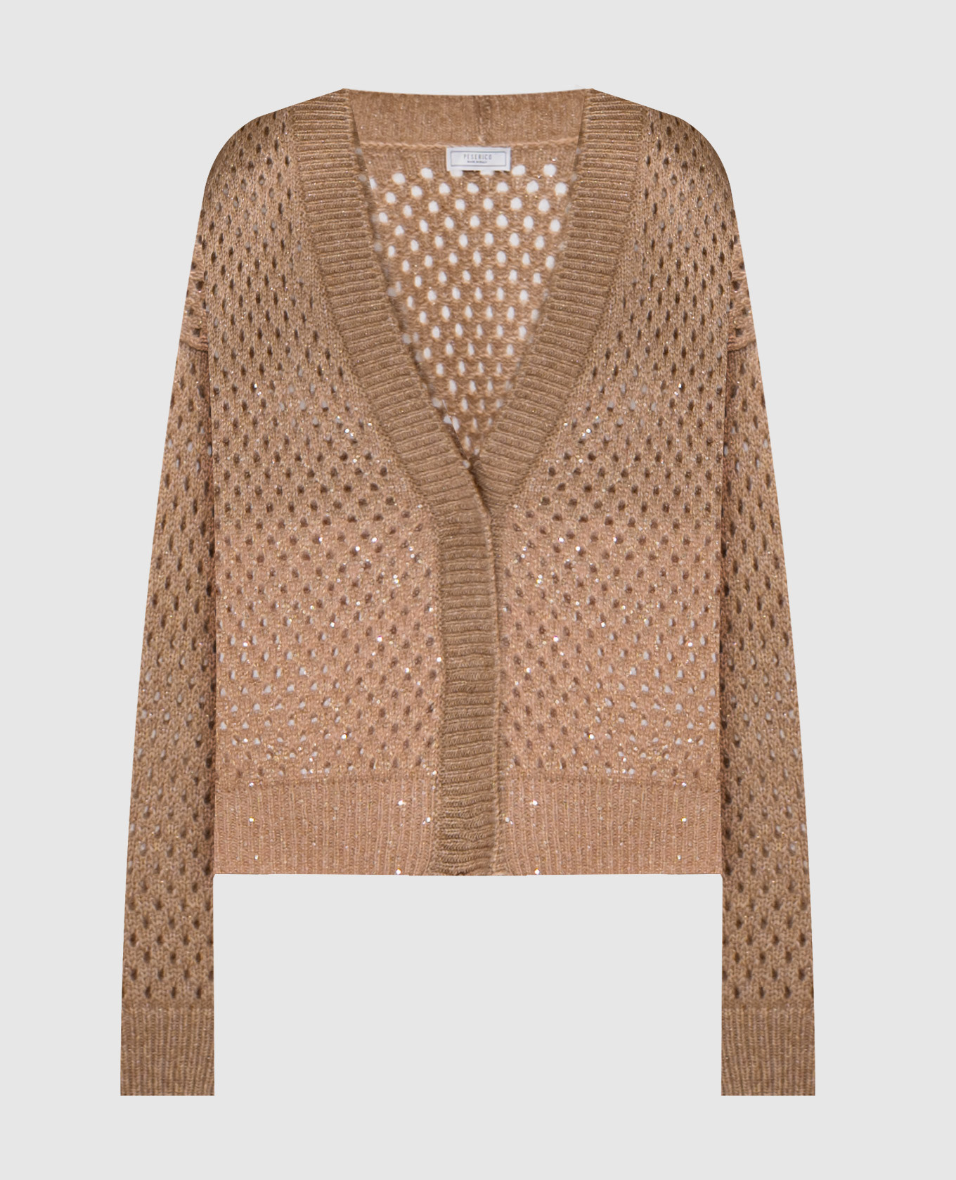 

Brown sequin openwork alpaca cardigan Peserico