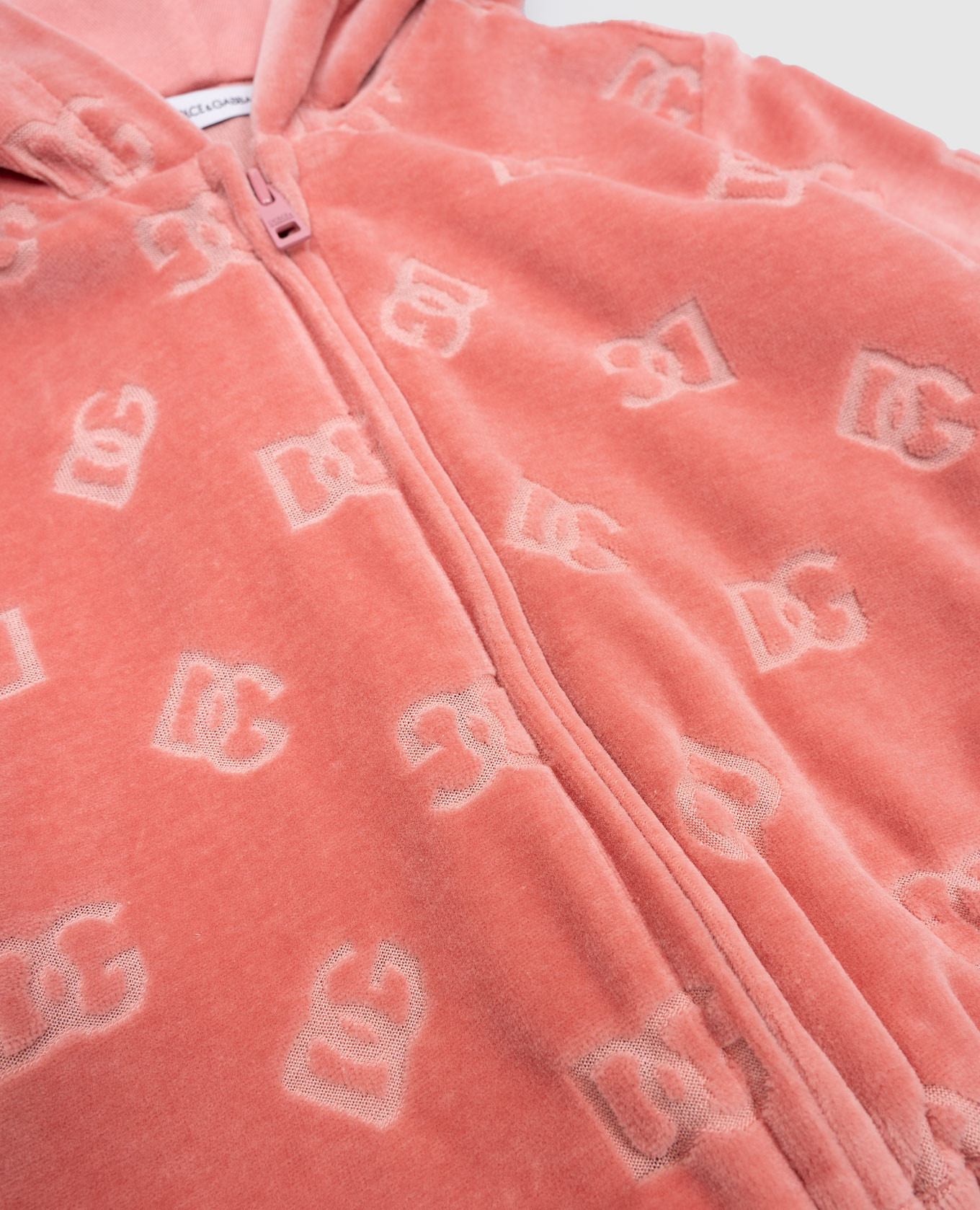 

Children's pink velvet sports jacket with monogram logo pattern Dolce&Gabbana