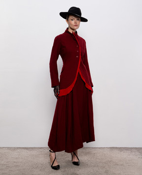 Marc Le Bihan Burgundy wool skirt with a harvester effect 2543