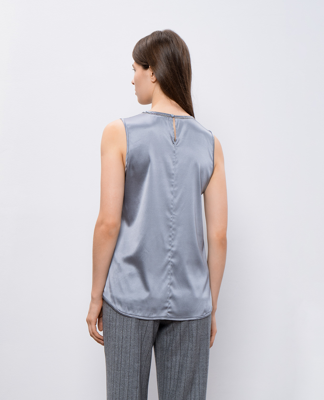 

Gray silk top with monil chain Peserico, Grey