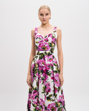 Dolce&Gabbana White floral print bustier top F7W98THS5S3