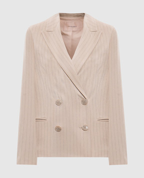 Twinset Beige double-breasted jacket in a stripe with lurex 242TP2150