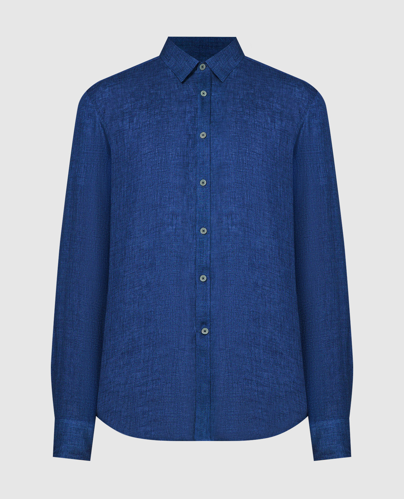 

Blue linen shirt with brand patch Canali