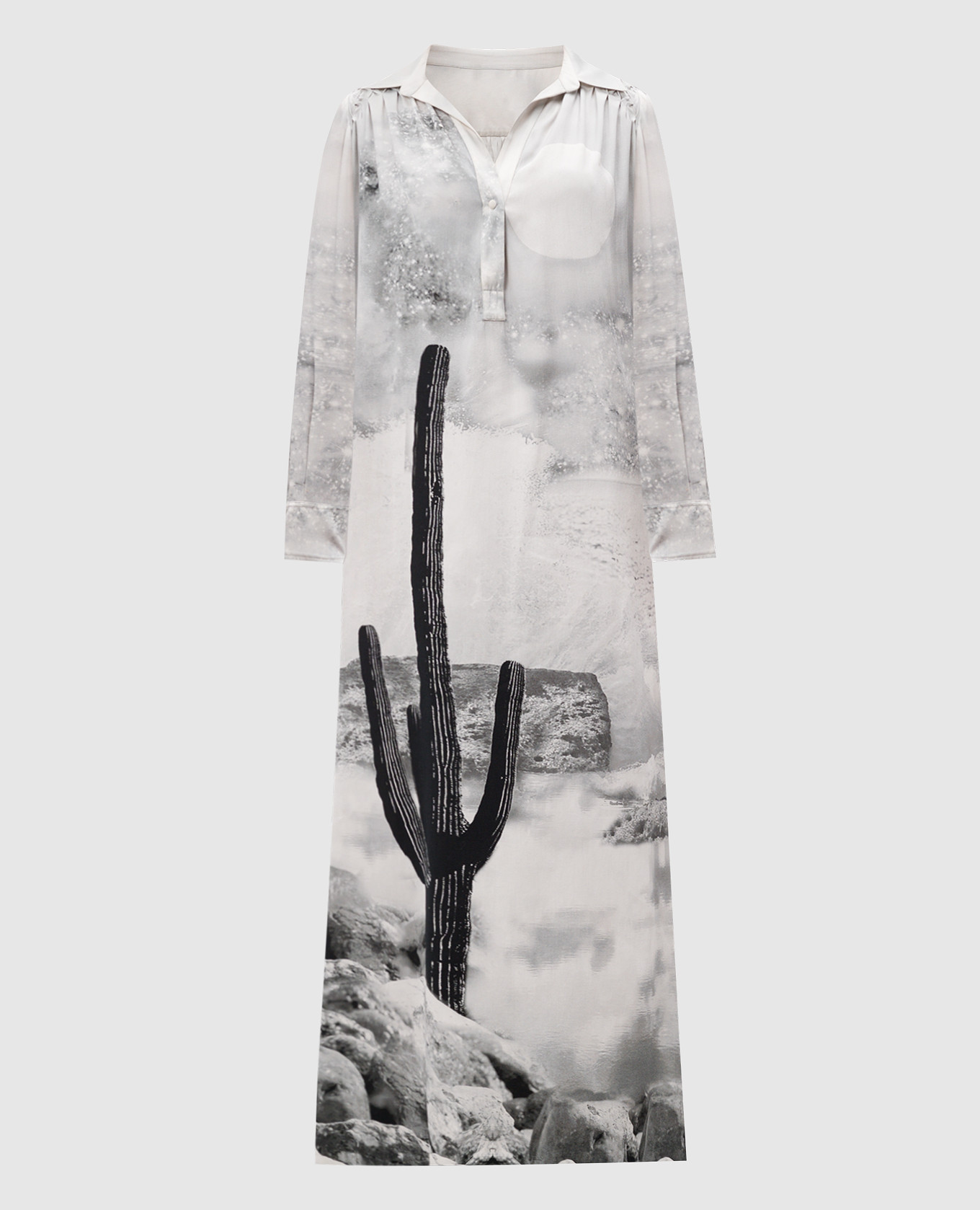 

Gray maxi dress with printed silk Veronique Branquinho, Grey