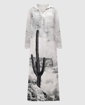 Veronique Branquinho Gray maxi dress with printed silk VPG411AVG400A