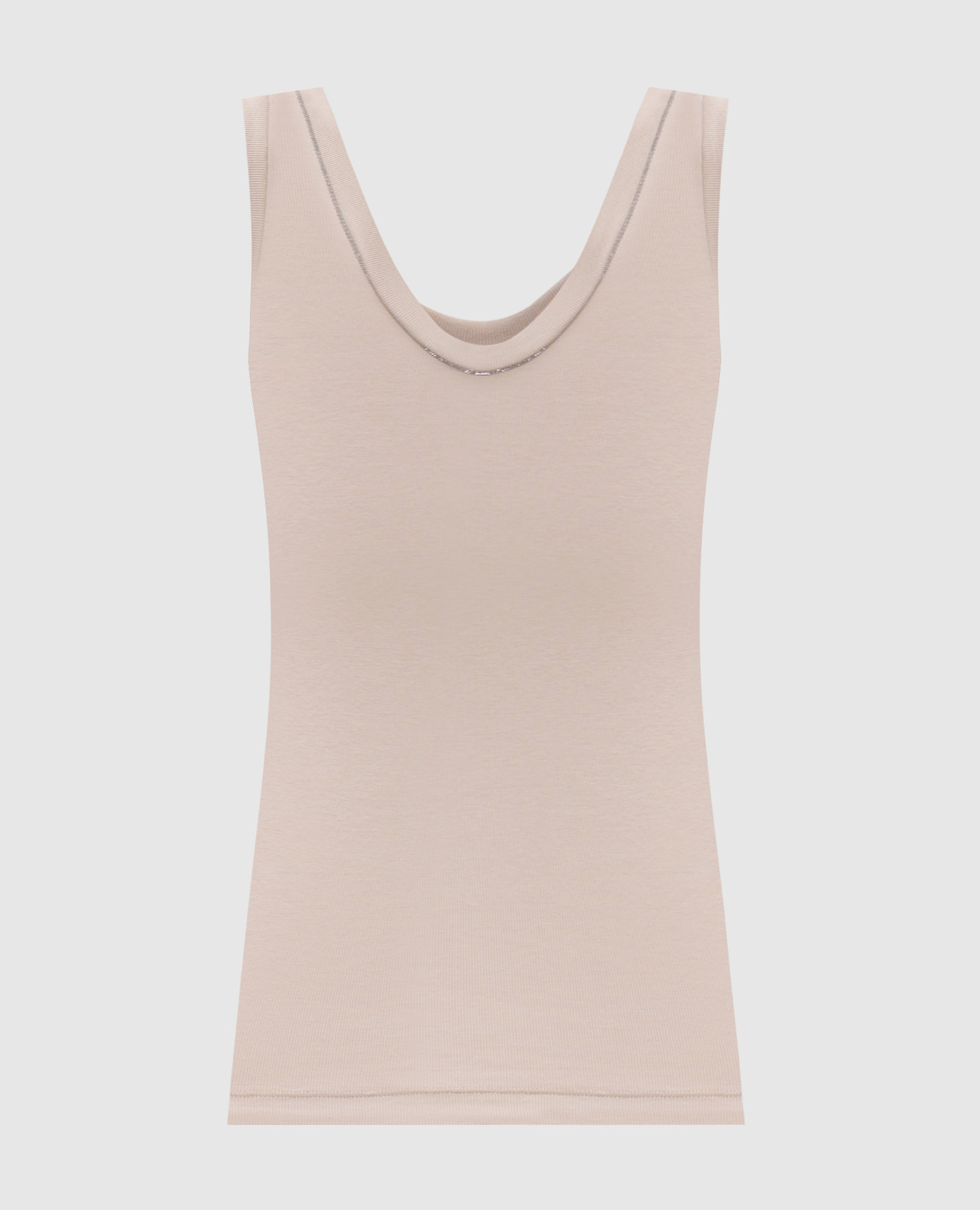 

Beige top with monil chain Brunello Cucinelli, Бежевый