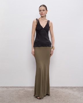 Jacob Lee Grey double-layered silk top WST0228SS25BO