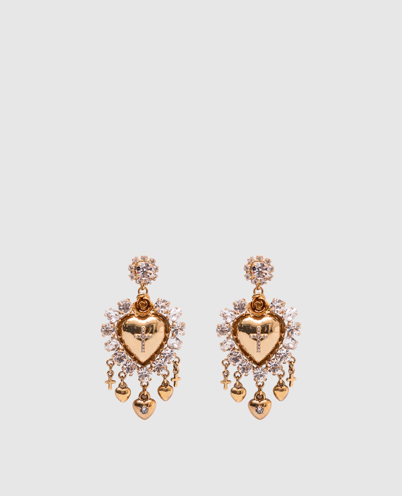 

Gold-tone heart-shaped earrings with crystals CelesteG, Golden