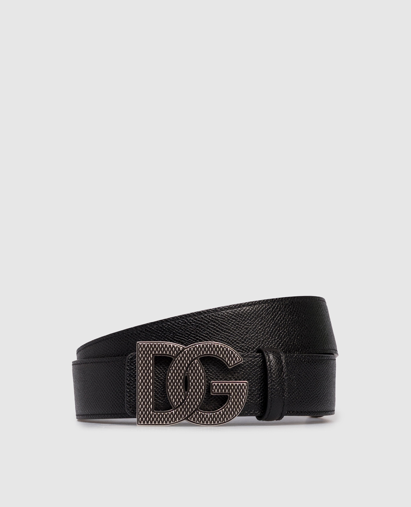 Black leather belt with logo