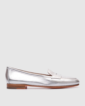 Santoni Silver leather loafers WUNY71031SA4SLLX
