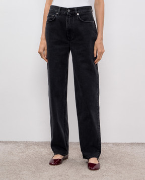 Loulou de Saison SAMUR gray jeans with logo patch SAMURLDS