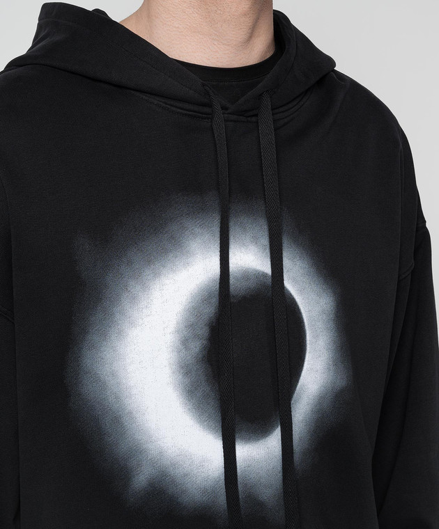 Ann Demeulemeester - Black Ollie hoodie with contrast print