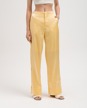 AERON VAPOR yellow satin pants with slits VAPOR
