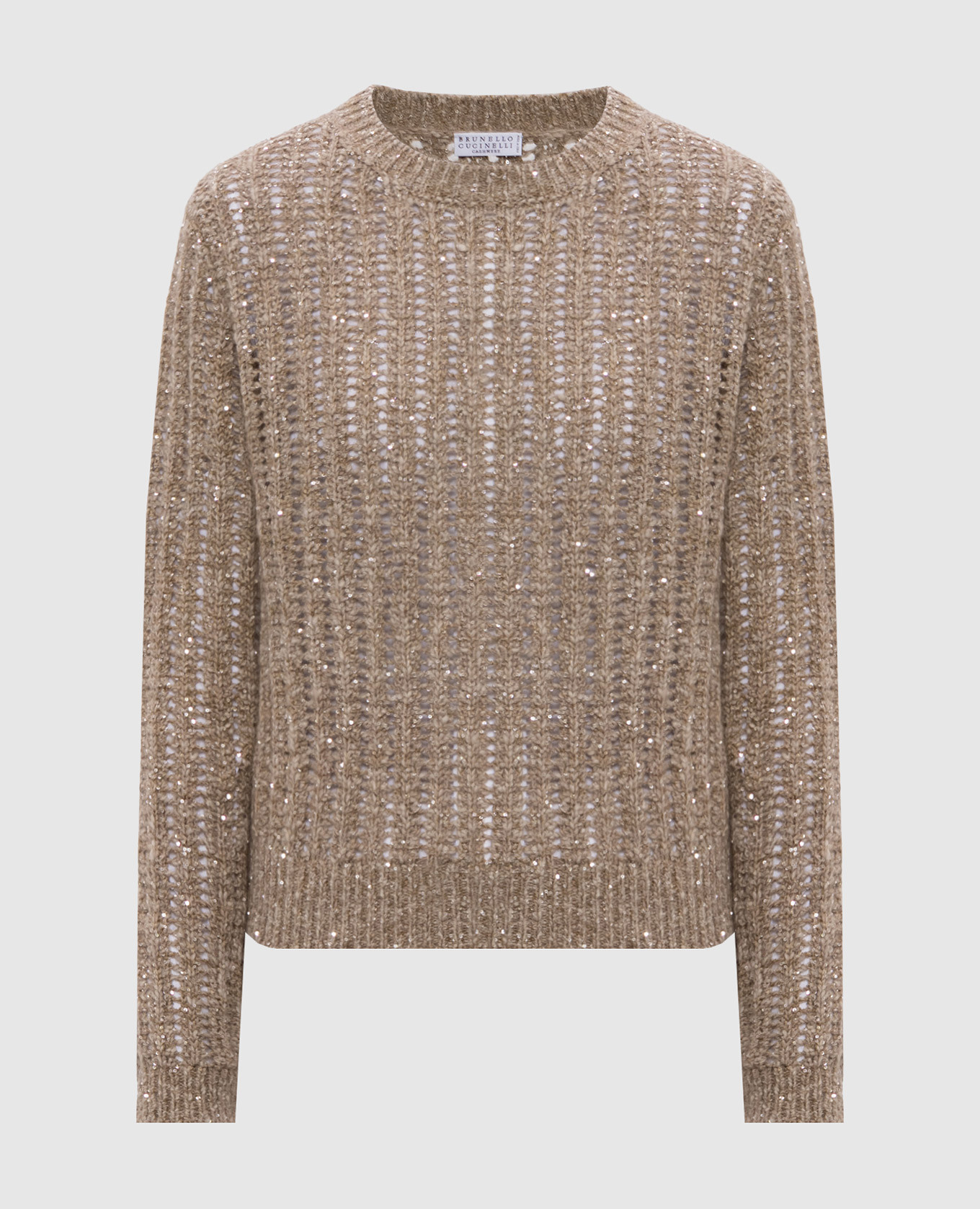 Brown wool and cashmere sweater with sequins Brunello Cucinelli