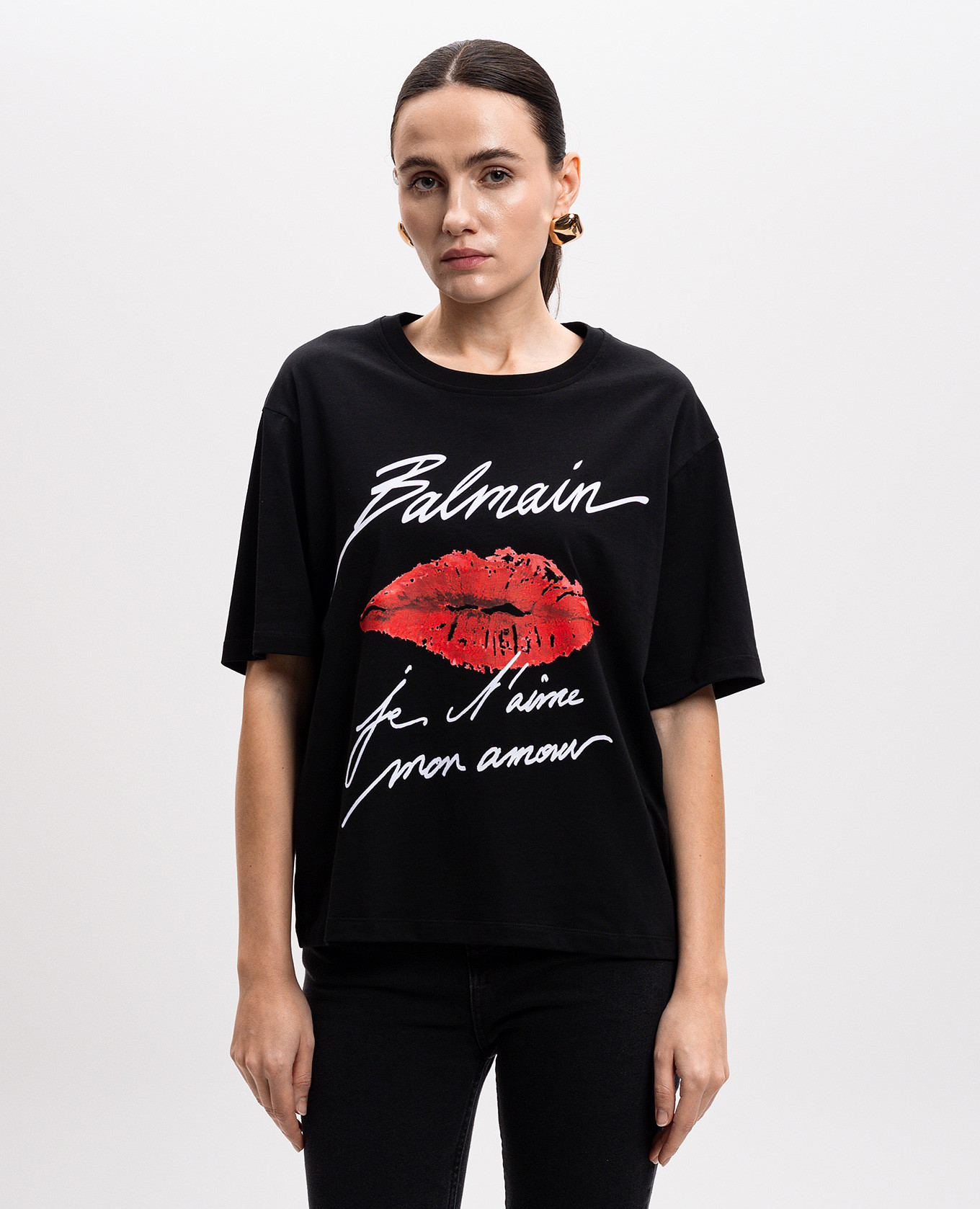 

Black T-shirt with Kiss print Balmain