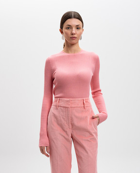 Gabriela Hearst Browning pink ribbed cashmere and silk jumper 3259246A003