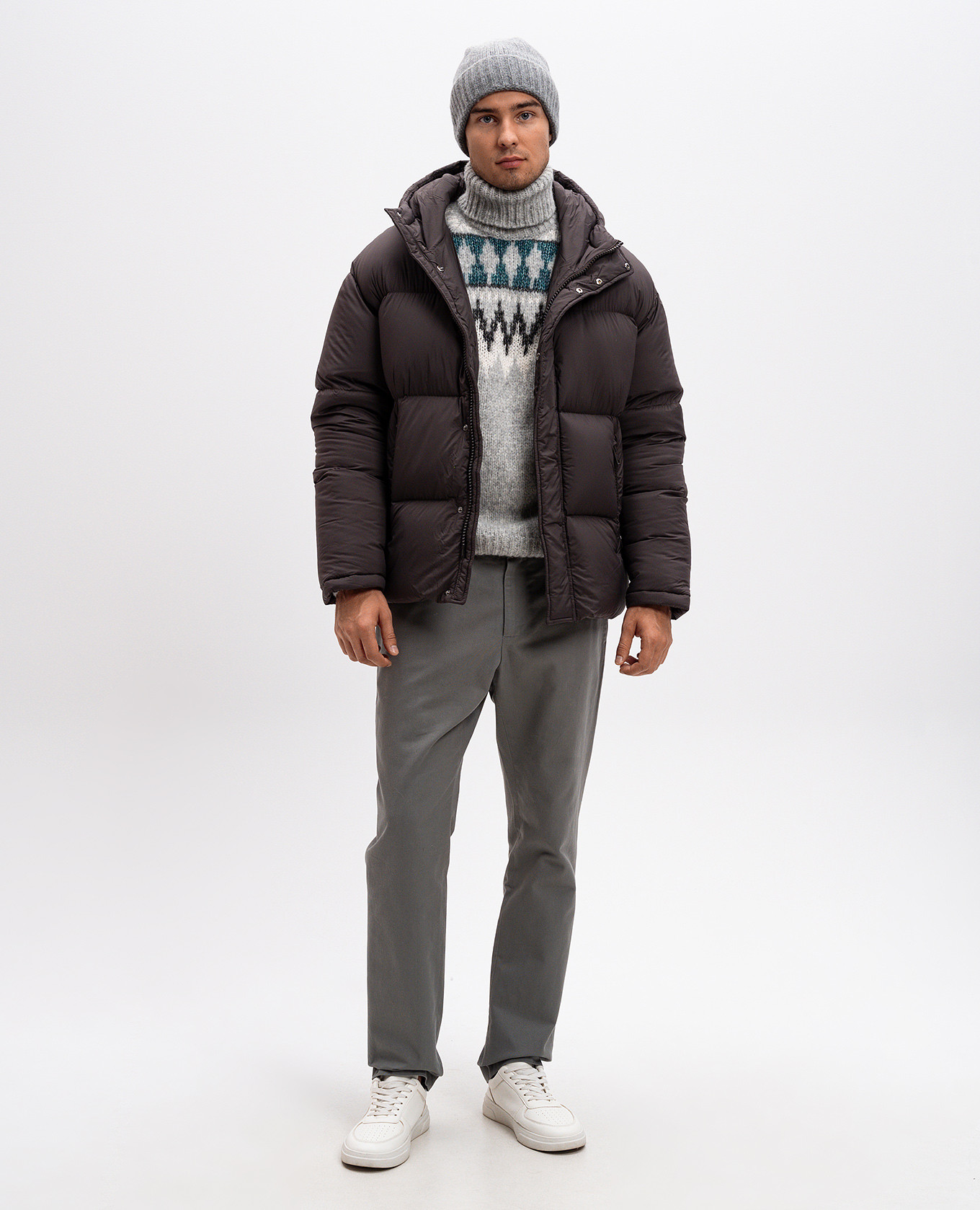 DACRE gray alpaca sweater with jacquard pattern MooRER 2