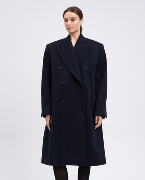 Balenciaga Blue double-breasted coat with wool 838930TSU08