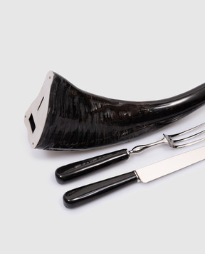 Lorenzi MIlano Set for slicing meat from buffalo horn 709420