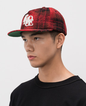 Rhude Red checkered cap with Scramble logo RHPF25HA01744