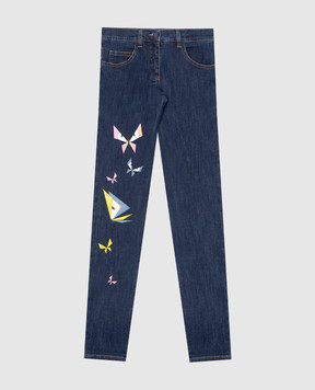 Fendi Children's blue jeans with a print JFF0591012
