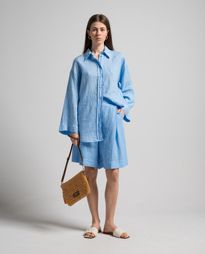 ANNECLAIRE Blue linen shorts D0691405