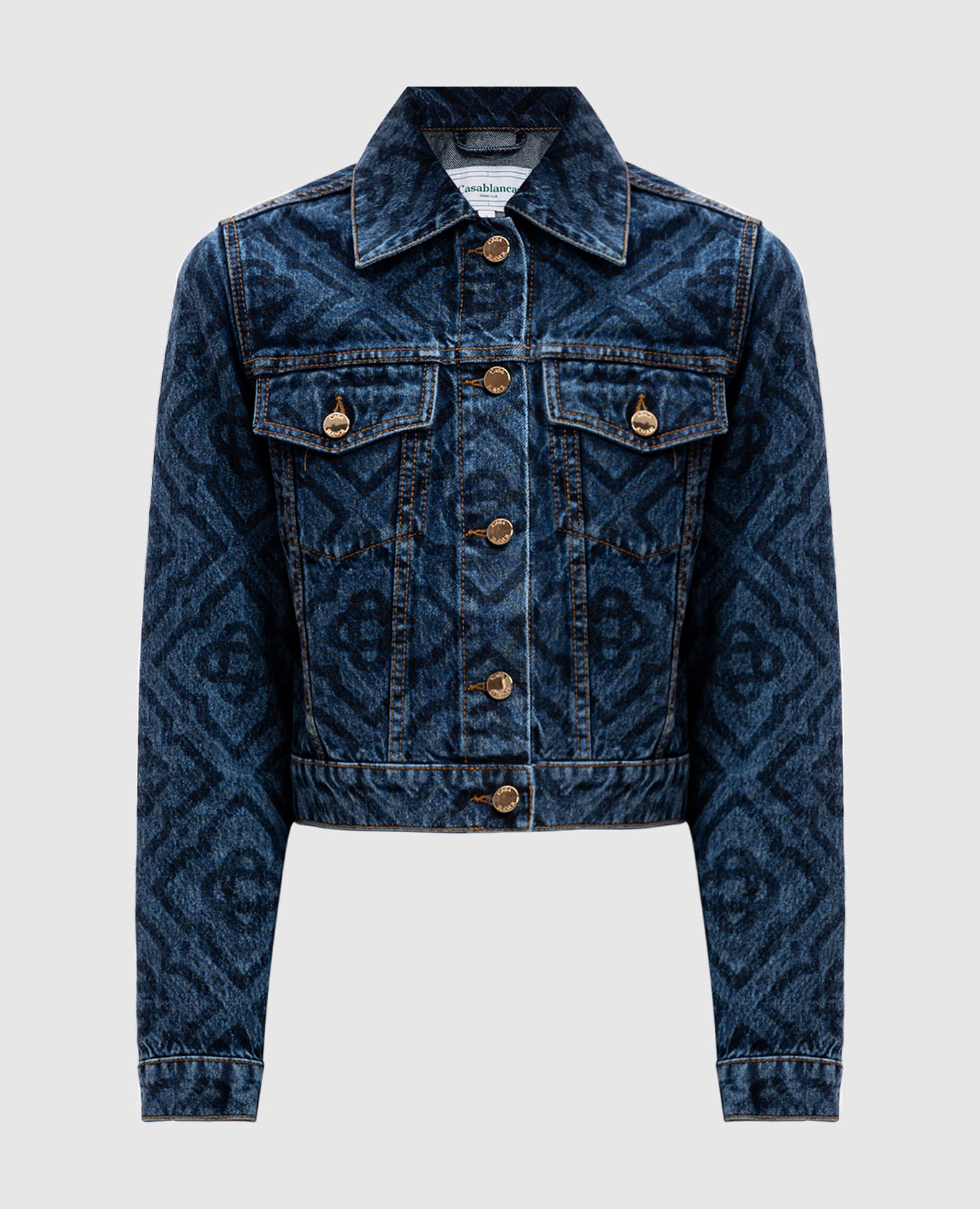 

Blue cropped denim jacket with an emblem pattern Casablanca