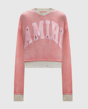 AMIRI Pink cashmere sweater with a vintage effect AWKNCW1005