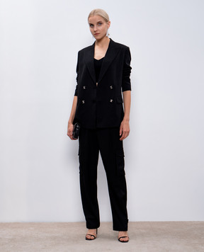 Twinset Black cargo pants with branded embroidery 242AM2042