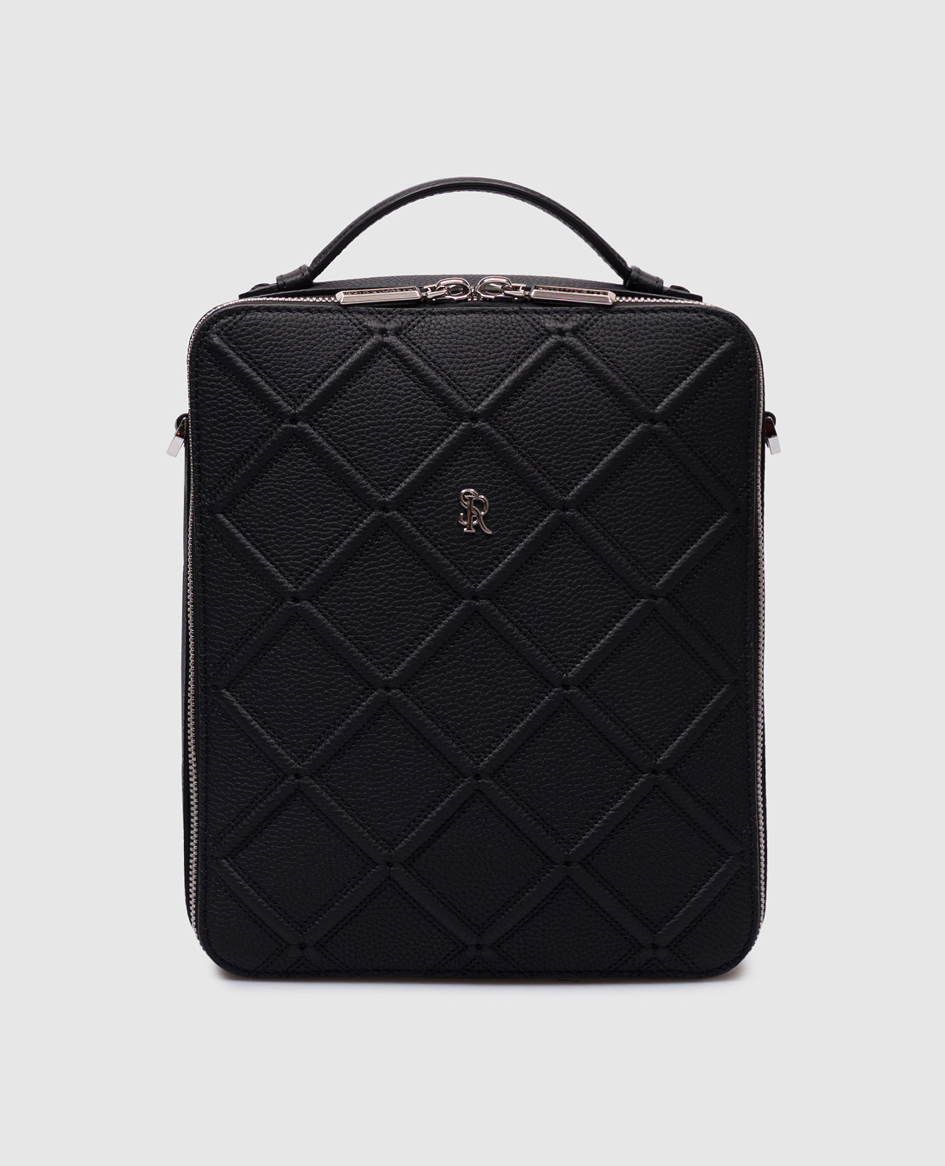 

Black leather bag with monogram logo Stefano Ricci