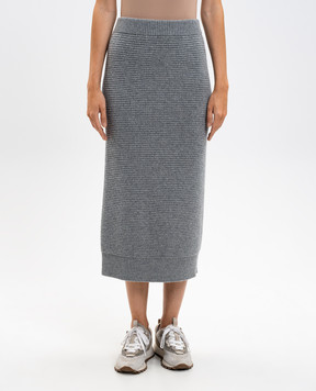 Peserico Gray midi skirt with wool and silk S95029F0709095