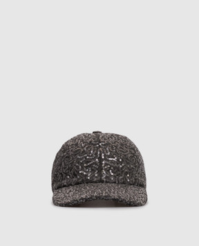 Peserico Gray cap with sequins S36201C0RCC694