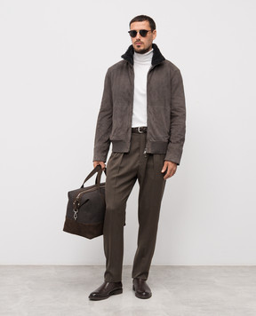 Cashmere&Whiskey Gray suede jacket 232691S964419
