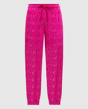 Versace Pink terry joggers with textured pattern 10203371A14584