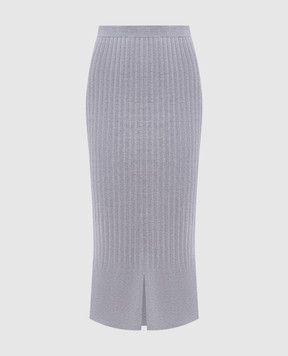 Twinset Gray ribbed midi skirt 252LI3CBB