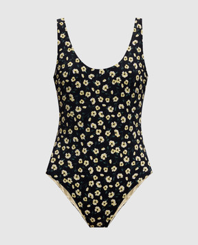 Fisico Black swimsuit with floral print CC02MF