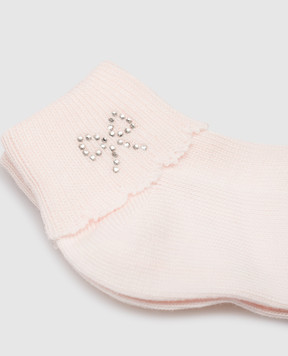 RiminiVeste Coccoli baby pink socks with crystals LOLLO3FS
