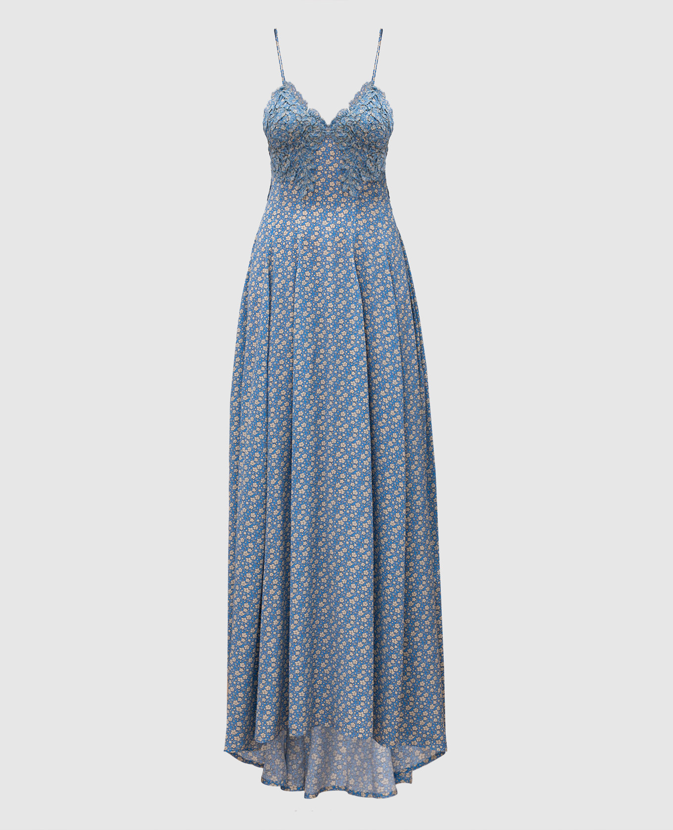 

Blue floral print silk maxi dress Ermanno Scervino, Light blue